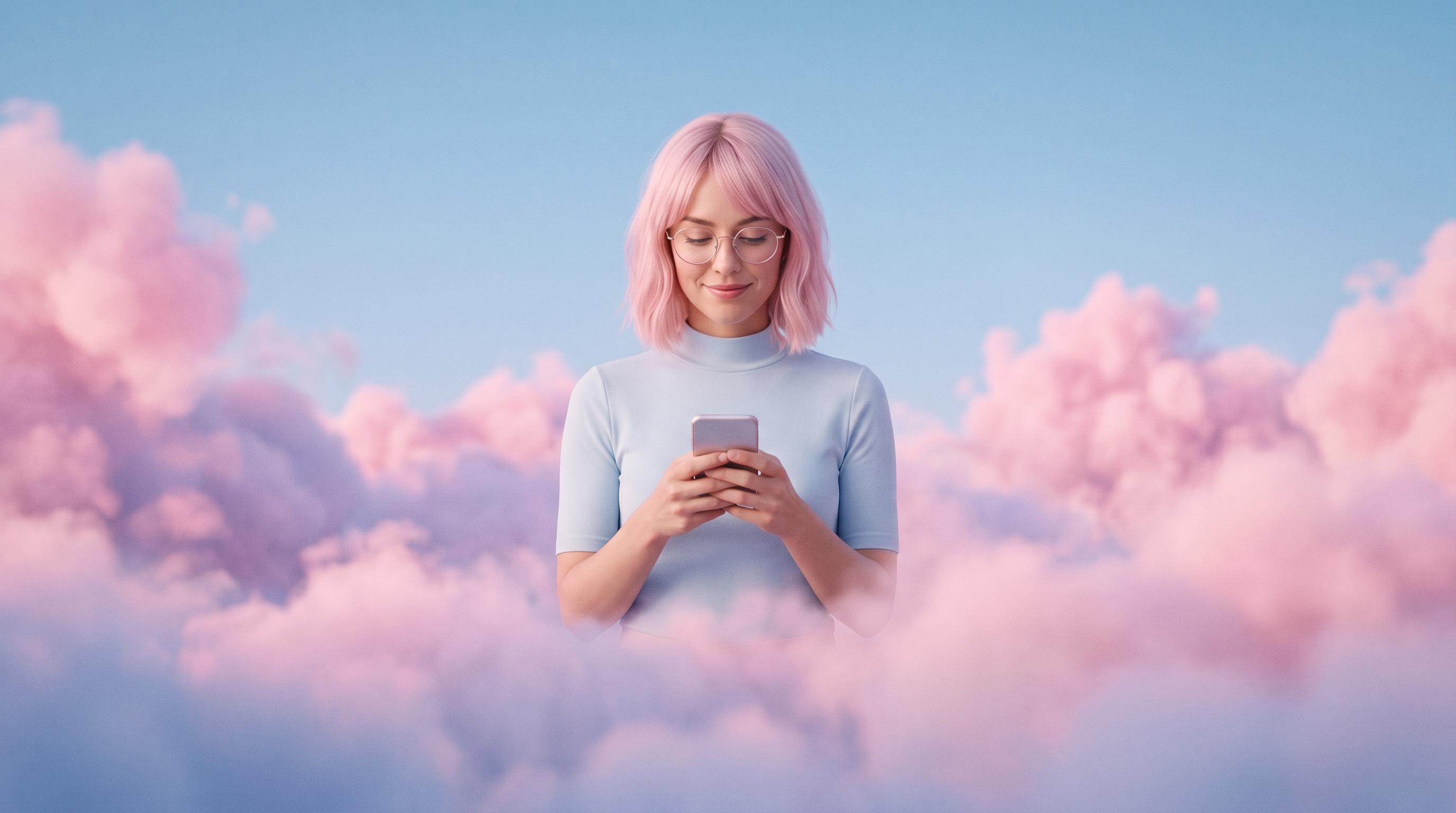 A guest messaging on WhatsApp to plan a day on the water, against a pastel sky